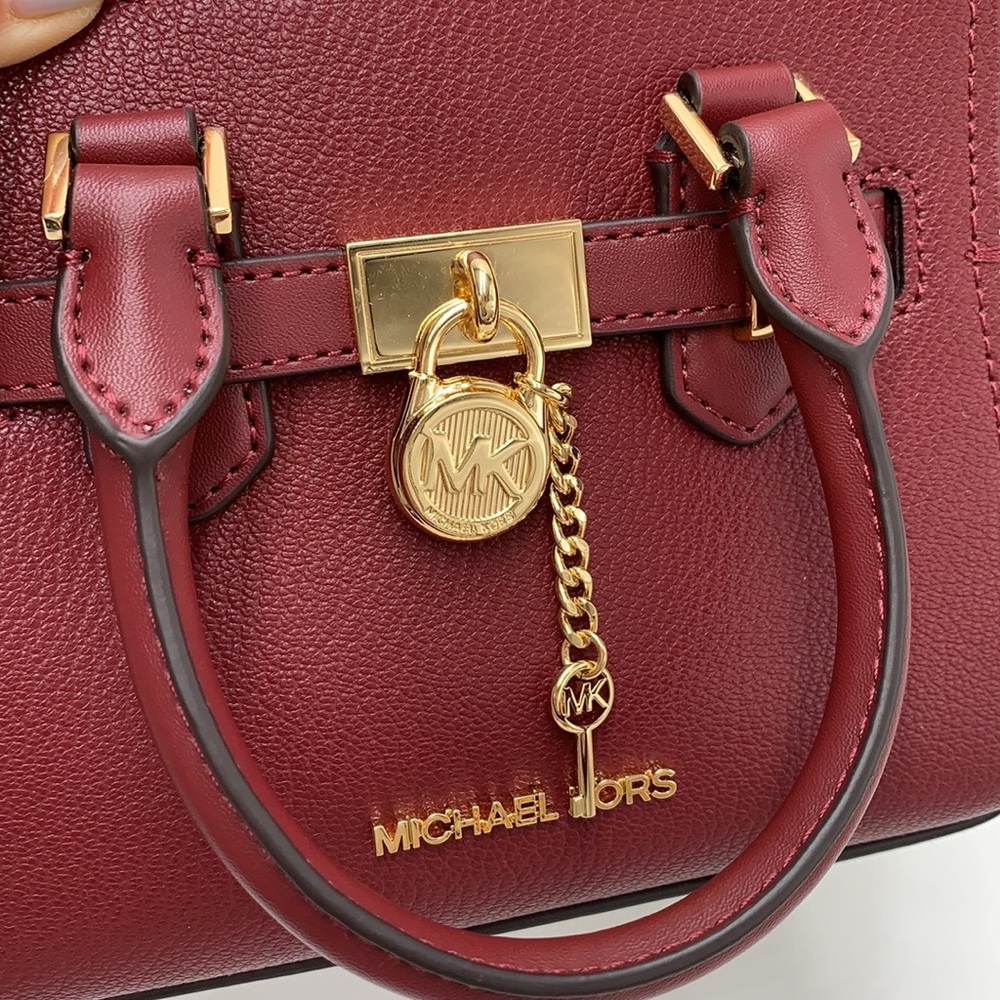 MICHAEL KORS HAMILTON XSMALL SATCHEL CROSSBODY DARK CHERRY COLOR - Picture 13 of 16